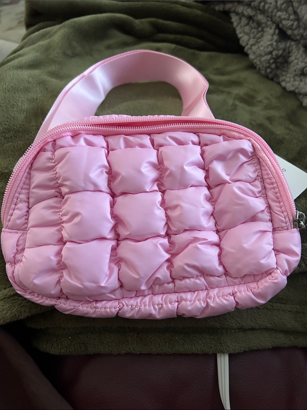Quilted Light Pink Kids Crossbody Bag with Adjustable Satin Strap - Picture 2 of 4